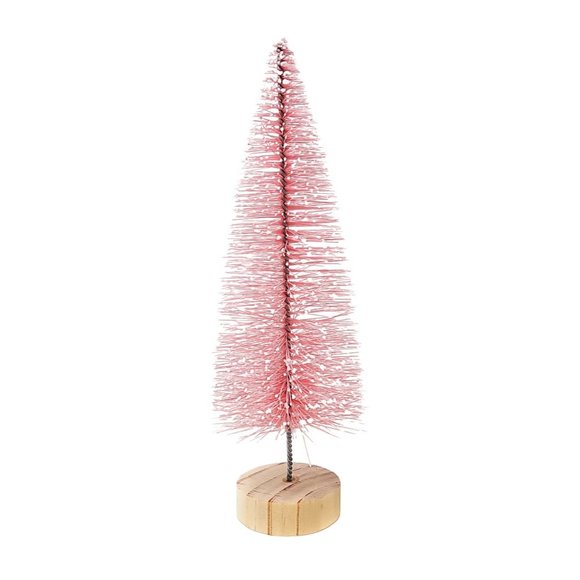 Pink Flocked Sisal Bottle Brush 10" Christmas Tree (Set of 2) - Picture 2 of 3